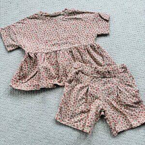 Wheat organic cotton neutral floral summer outfit